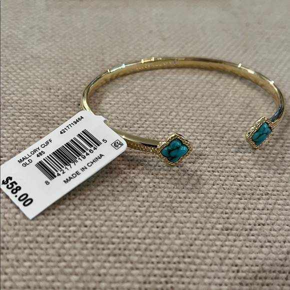 Kendra Scott Mallory Gold Cuff Bracelet In Variegated Turquoise Magnesite/NWT - Picture 5 of 8